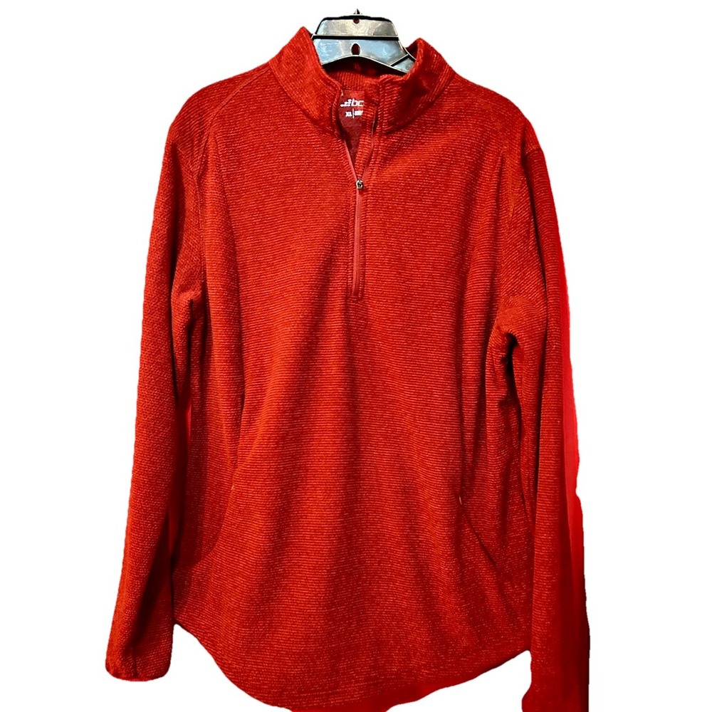 BCG Men's Red 1/4 Zip Fleece Pullover Long Sleeve  Pockets Size XL